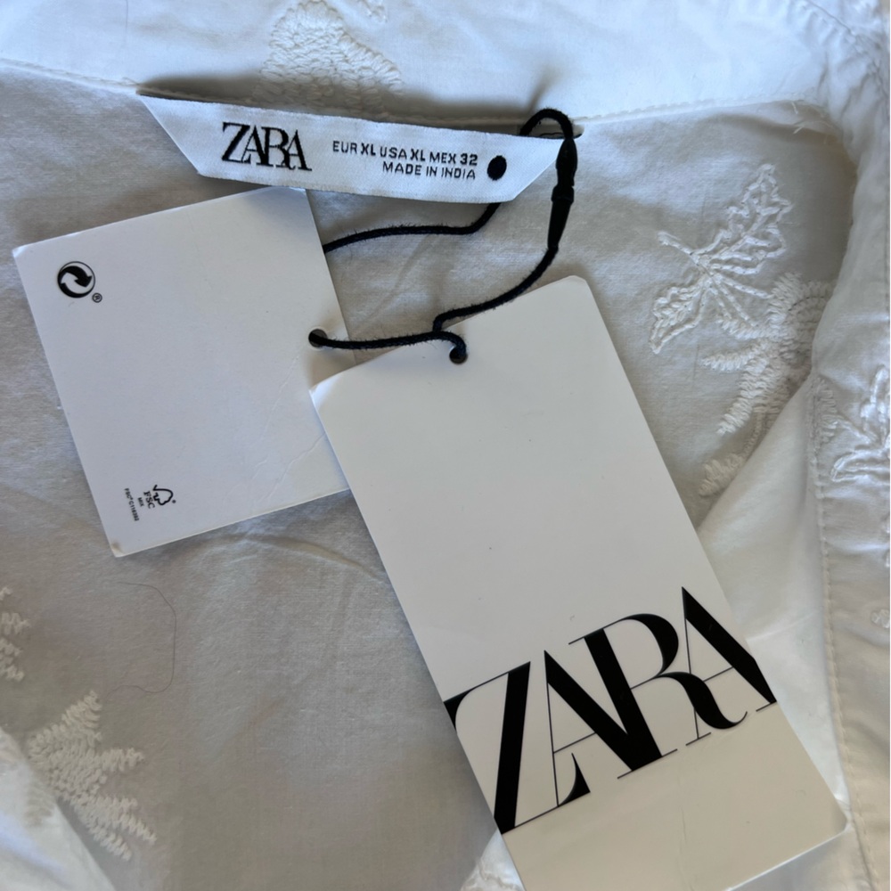 Zara new white embroidered shirt dress size. XL - Picture 10 of 12